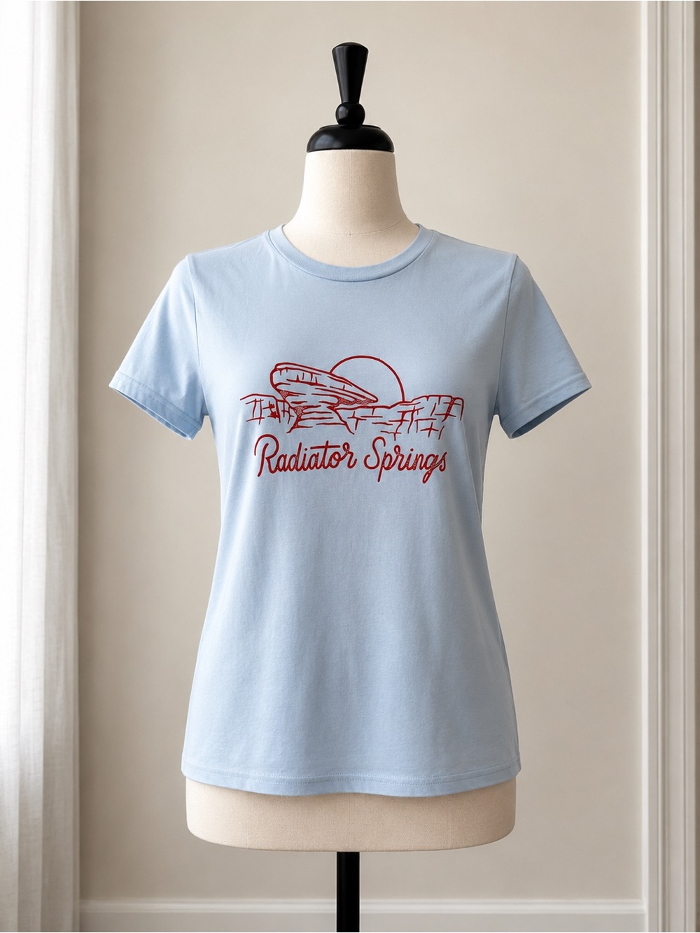Disney Cars Radiator Springs Graphic Tee - Light Blue with Red Print